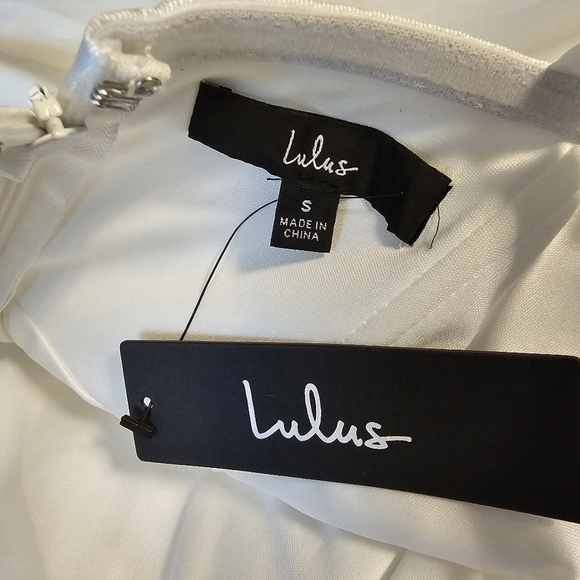 Lulus Women's Utterly Pretty White Bow One-Shoulder Mini Dress with Pockets, S - Picture 9 of 9